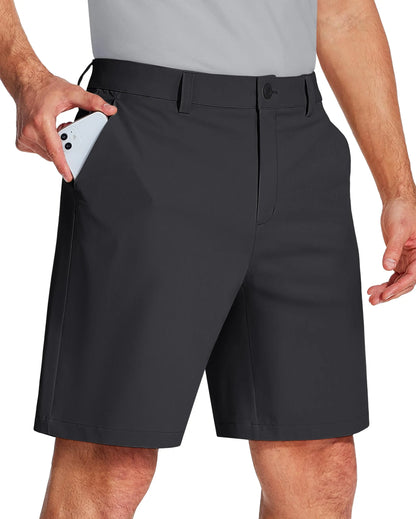 Golf Quick Dry Shorts, Men Stretch Lightweight Dress, Work Casual Shorts with 4 Pockets, Flat Front Hiking Shorts, TACVASEN