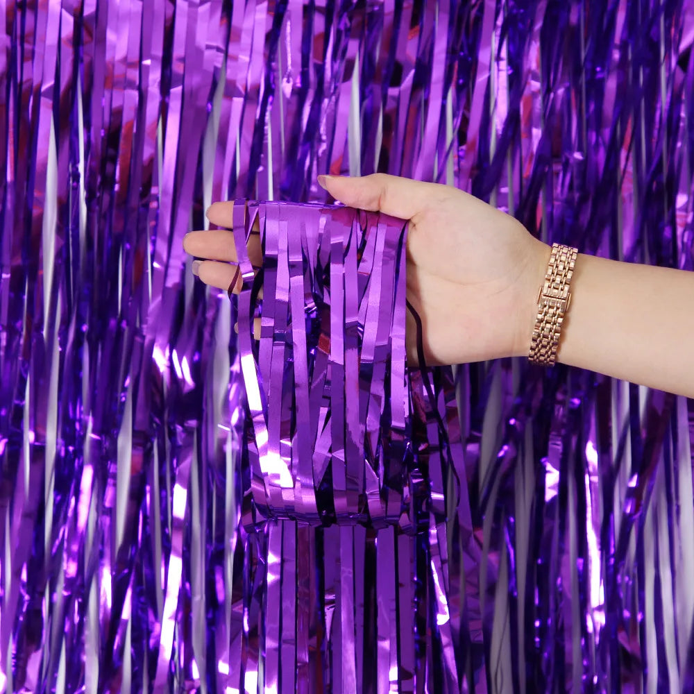 2/3M Party Background Wedding Decoration Foil Fringe Curtain Sequin Bachelorette Photo Backdrop Wall Curtain Birthday Baby Shower