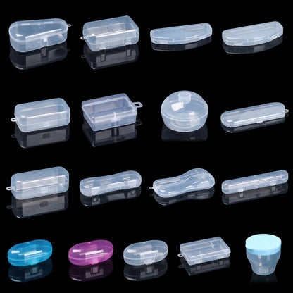 Various Shapes Plastic Transparent Storage Box, Small Items Sundries Organizer Case, Jewelry Earrings Rings Beads Container Tools