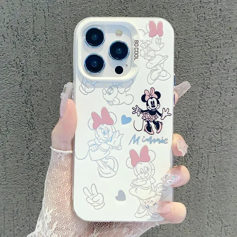Lovely Mickey Minnie Mouse Cartoon Cute Couple Phone Case For iPhone 16 15 14 13 12 11 Pro Max XR XS Max 7 8 Plus MINI, Y2K Cover