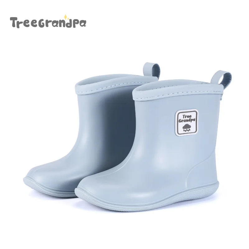 Kids Rain Boots Girls Boys Rainboots Anti-Slip Children Baby Rain Shoes PVC Waterproof Mid-Calf Water Shoes Soft Rubber