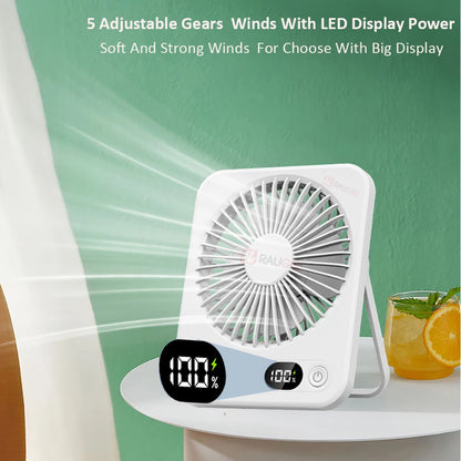 Portable Desk Fan Mini Foldable Table Fan With 5 Gear USB Rechargeable Wall Hanging Fan Student Desktop Fan For Office Home