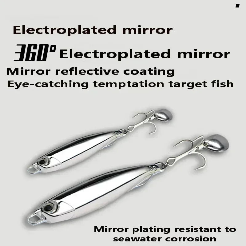 1Pc, Electroplated Lron Plate Rod Metal Fishing Bait, 60g 40g 30g 20g, Portable Fishing Lure, Sharp Hoops Tip, Spinning Tackle Tool