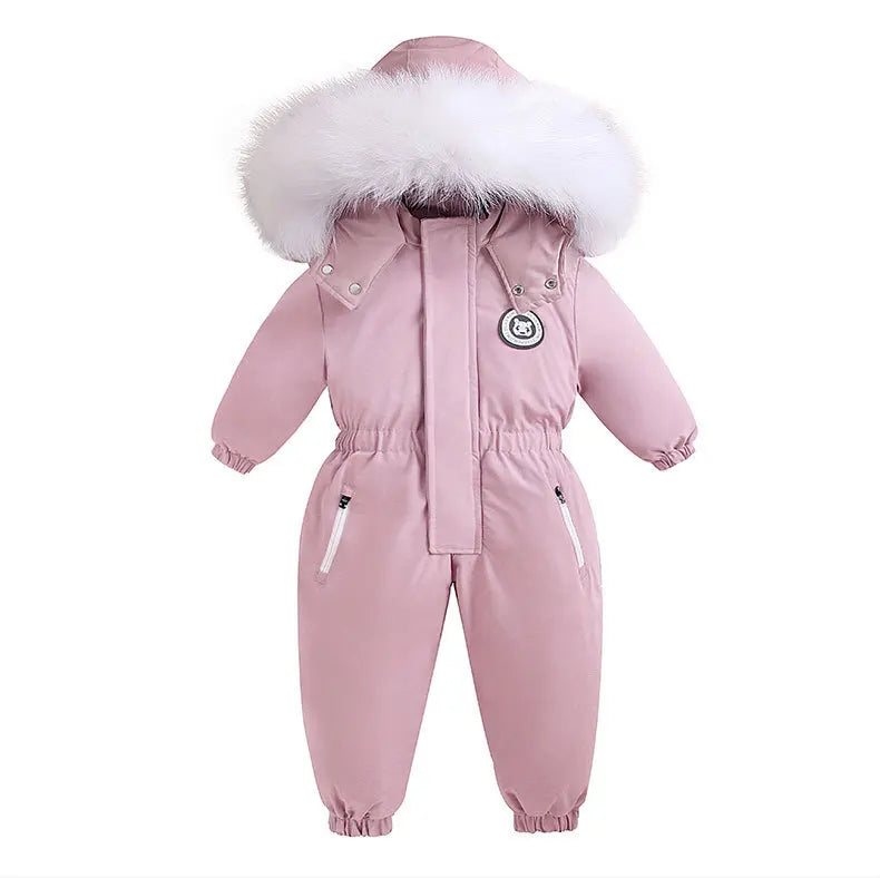-30 Winter Ski Suit Plus Velvet Baby Jumpsuit Boy Overalls Warm Kids toddler girl Clothes Children Clothing coat infant overcoat