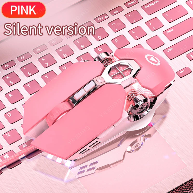 Ergonomic Wired Gaming Mouse RGB Mute Mouse LED Backlit 3200dpi 6 Button USB Mechanical Mause for PC Laptop Computer Gamer