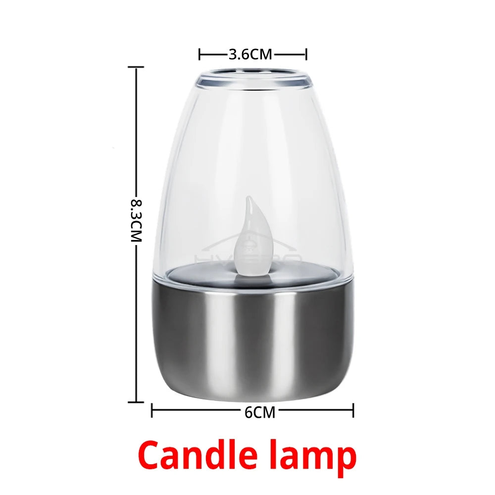 Solar Light LED Stainless Steel Candle, Outdoor Courtyard Decorative Atmosphere Night Lights Halloween Candlelight, Dinner Lamping