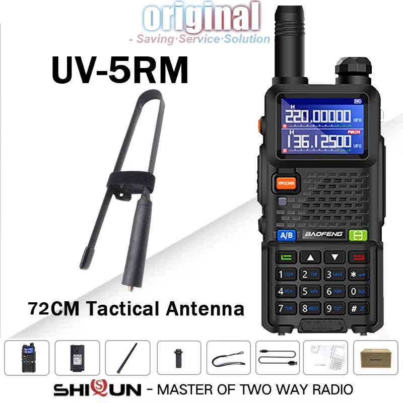 UV-5RM Baofeng Walkie Talkie 3800mAh Battery USB-C Charger 14.5W UHF VHF Wireless Copy Frequency 999CH FM Ham Radio Update UV-5RH