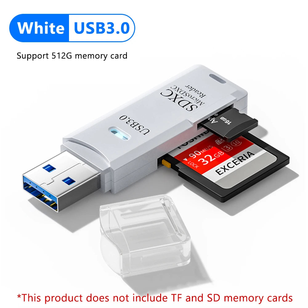 2 In 1 USB 3.0 2.0 Micro SD TF Card Reader High Speed Data Transmission up to 5Gbps Multiple Compatibility for PC Laptops Camera