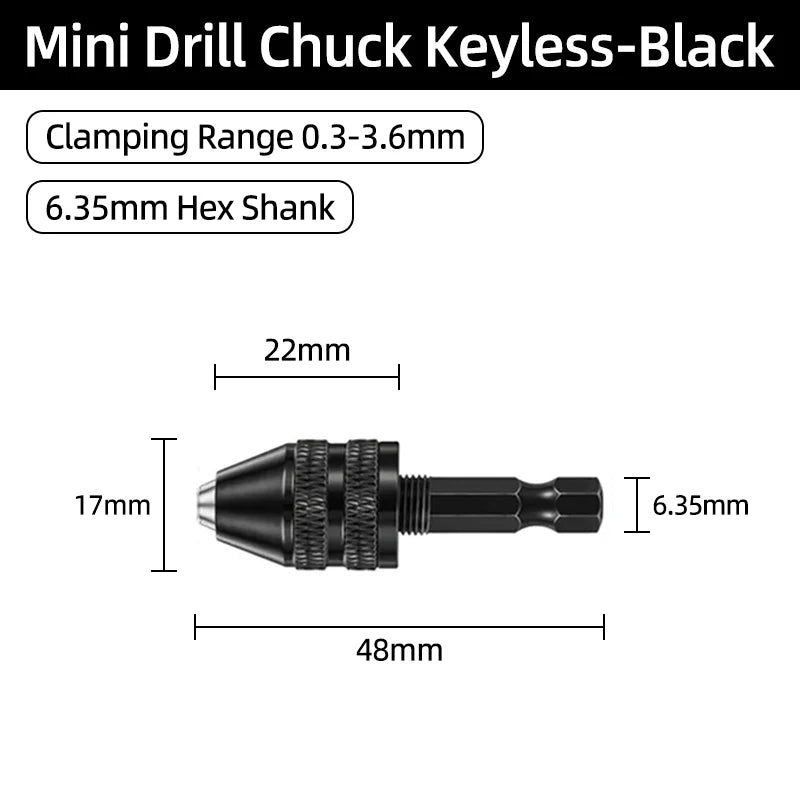 1Pc 1.5-10mm OR 0.8-10mm 1/4" Hex Shank Drill Chuck Keyless Drilling Quick Change Bit Adapter Converter Woodworking Power Tool