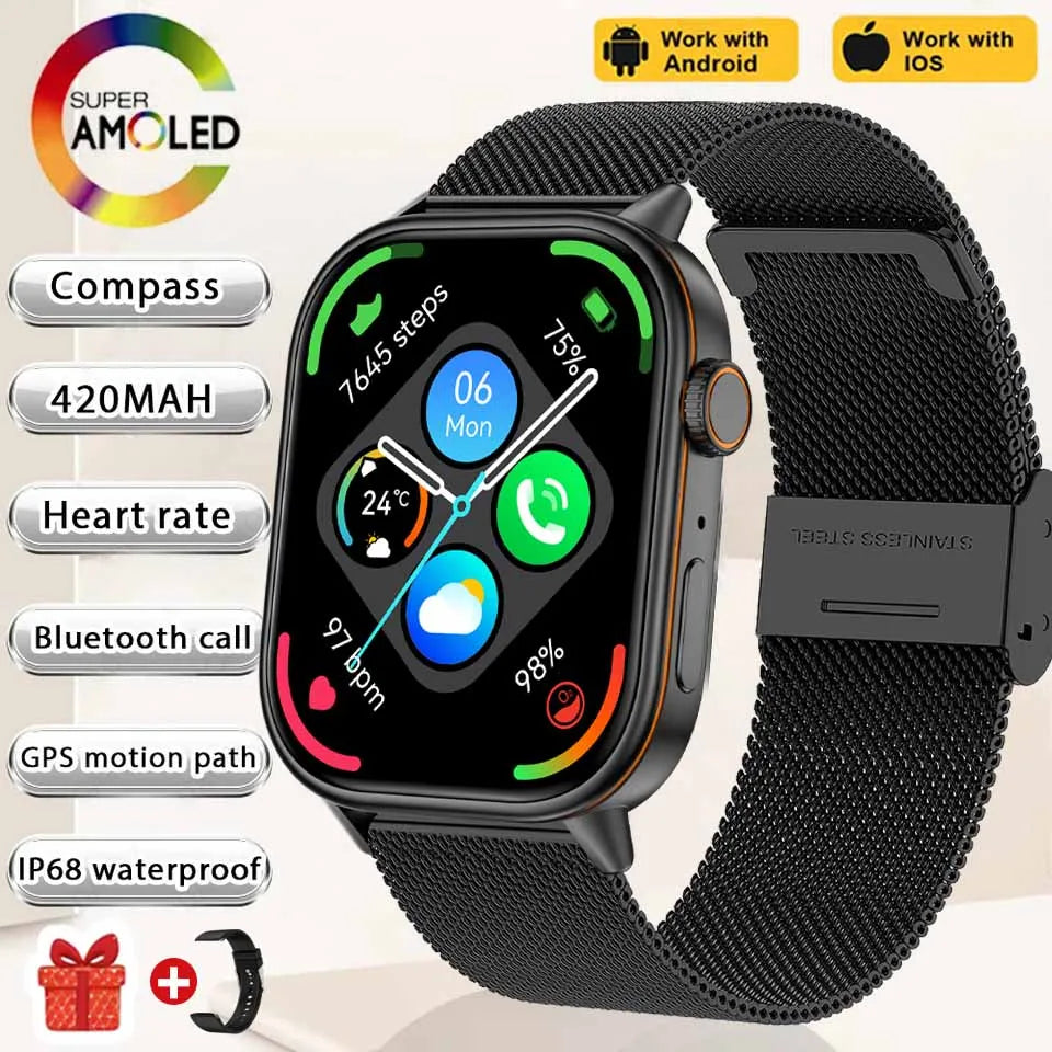 NEW Fashion Built-in 6 Stars GPS Position Smart Watch, Women 2.01'' AMOLED HD Screen IP68 Waterproof Sport  Bracelets For Ladies
