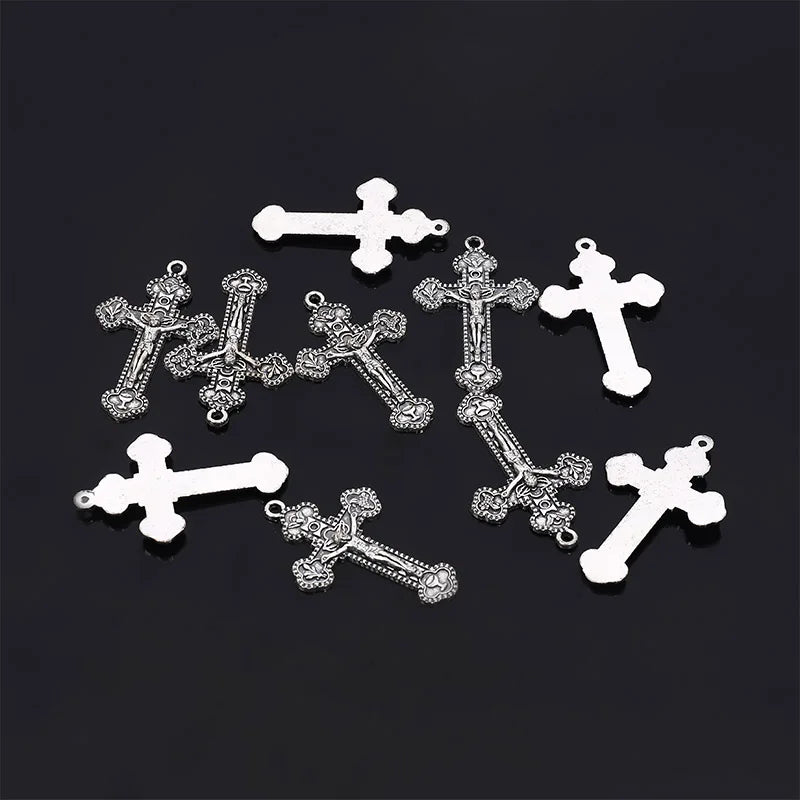 10 Pieces/Catholic Rosary Gold Plated Connector Necklace Bracelet Connector, Many Jesus Christ Statue Necklace Bracelet Triangle