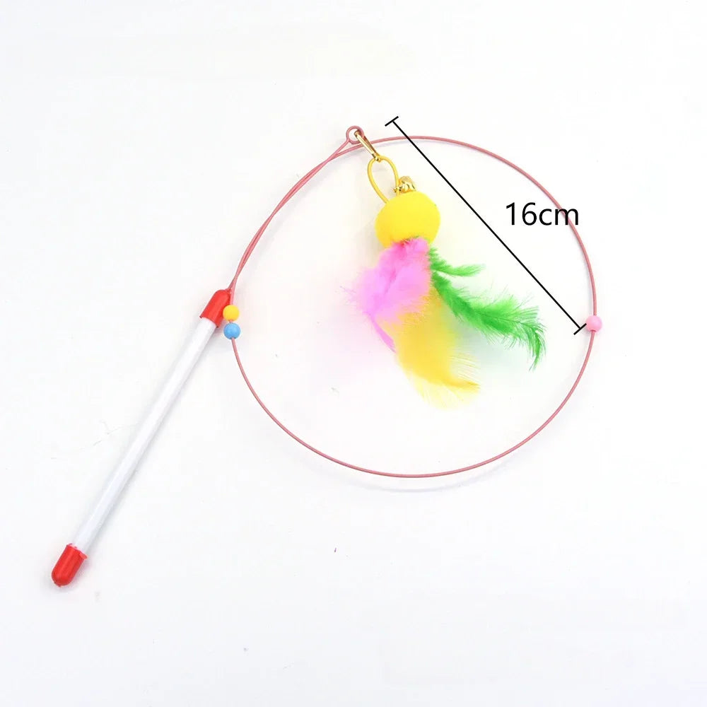 Interactive Cat Toy Hands-Free Cat Stick Playing Kitten Playing Teaser Wand Toy Suction Cup Bird/Feather Cat Wand Pet Supplies