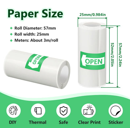 Thermal Printer Papers 57mm Color Papers for Camera Instant Print Kids Camera Printing Inkless Mini Portable Photo Printer