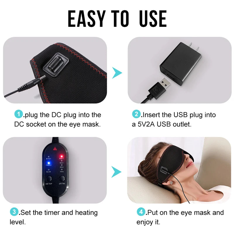 Hot Compress Electric Steam Eye Mask Heating Massage Constant Temperature Smart Timing Sleep Shading Sleeping Mask Eye Relief