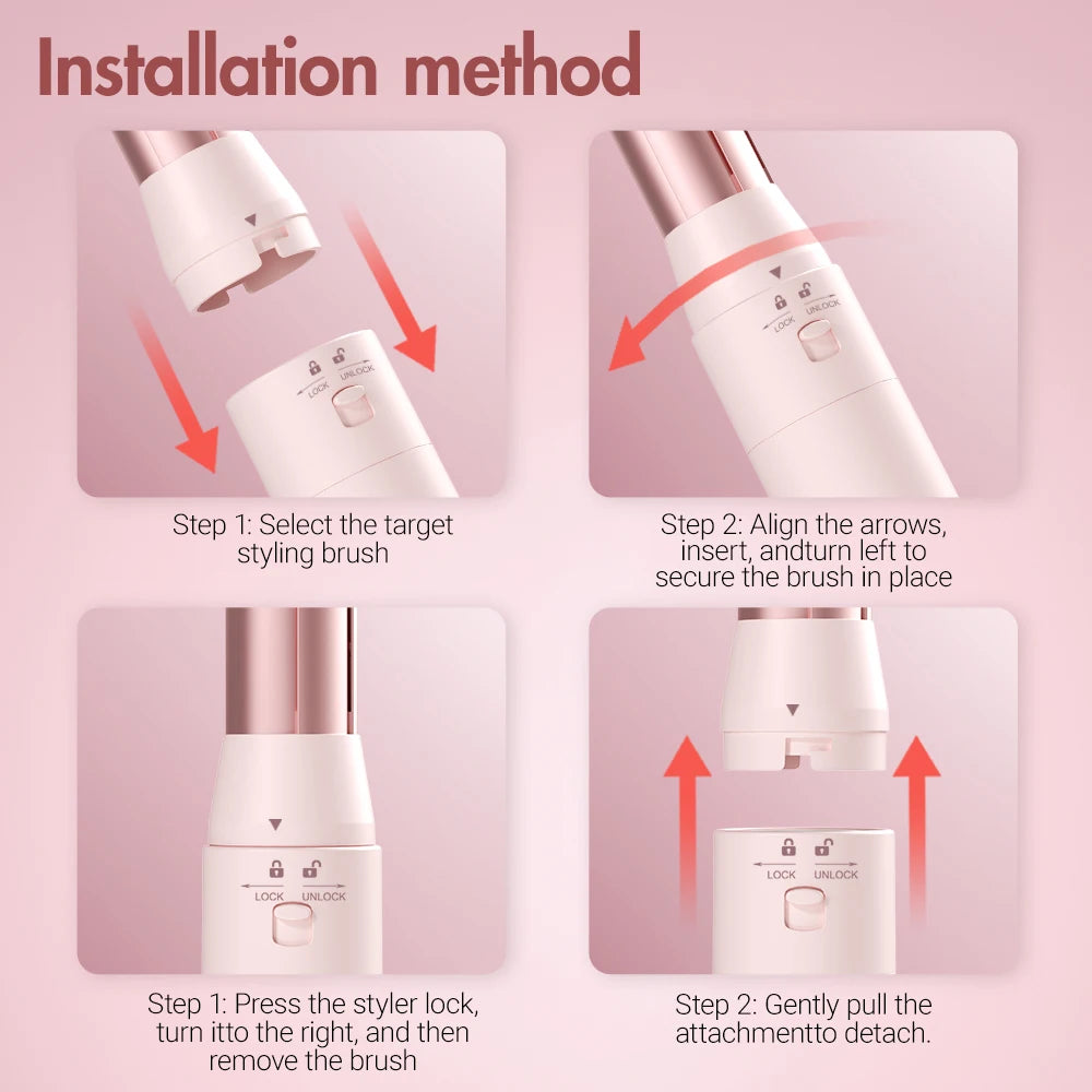 5-in-1 detachable hair dryer brush styling system, fast drying, curling, smoothing, and styling, automatic curling iron