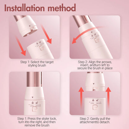 5-in-1 detachable hair dryer brush styling system, fast drying, curling, smoothing, and styling, automatic curling iron