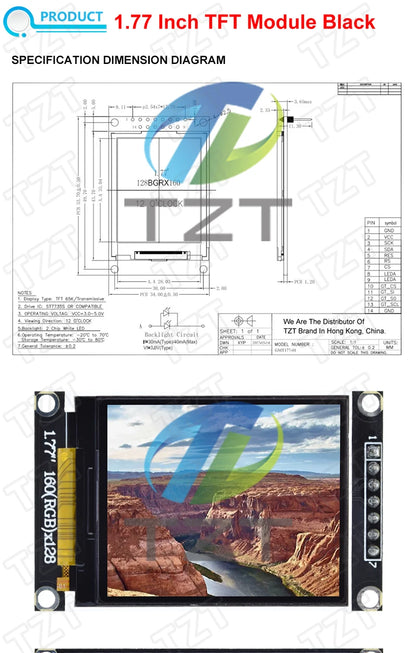TZT 1.77/2.0/2.4/2.8 Inch TFT Color Screen LCD Display Module Drive ST7735 ST7789 Interface SPI 128*128 240*320