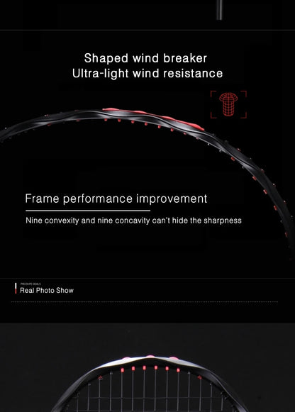 MH-V5 5U 75g Wave Legal Original Max 38lbs 100% Full Carbon Fiber Torsion Frame Badminton Racket, Novice Professional, ALPSPORT