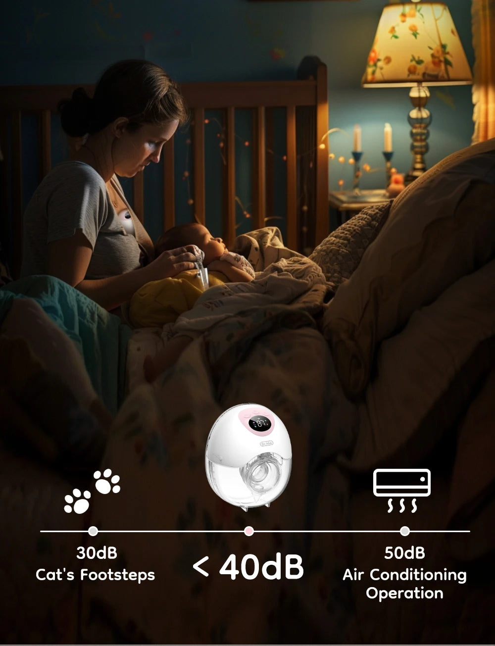 MAMIJOY Wearable Electric Breast Pump 4 Modes 36 Suction Levels Hands Free 35dB Low Noise Breast Pumps Breastfeeding EB50＆EB50D