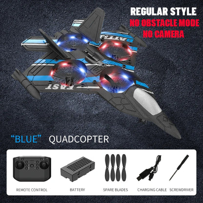 Aircraft RC Plane with Camera Remote Control Helicopter Obstacle Avoidance Fighter 2.4G Airplane EPP Foam Kids Christmas Toys