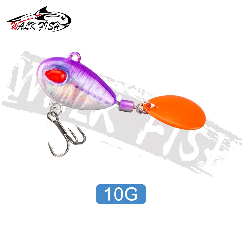 WALK FISH Sinking 3g-21g VIB Lure Spoon Spinner Fishing Bait Wobblers Metal Jig Rotating Sequin Tail Far Casting For Sea Bass