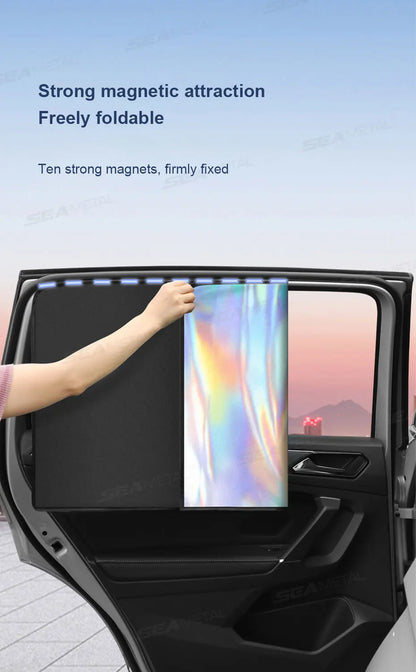 SEAMETAL Magnet Car Side Window Curtain Summer Cooling Car Sunshades UV Protector for Front/Back Window Car Styling Accessories