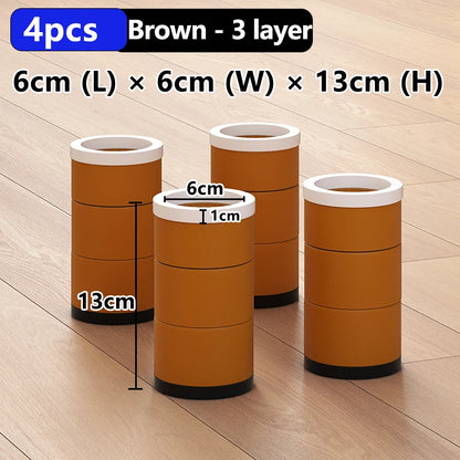 Stackable Furniture Heightening Foot Pads: Table Leg Pads, Coffee Table & Cabinet Base Risers, Bed Leg Heightening Pads