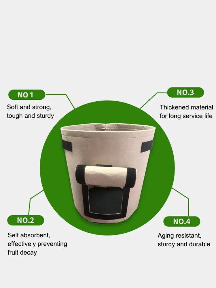 1Pc, Felt Potato Planting Bag, Large Diameter Vegetable Plant Seedling Bag, Non-Woven Felt Potato Growing Bucket