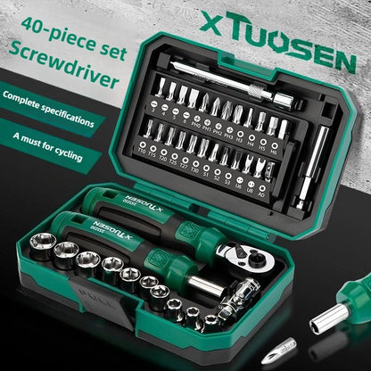 TUOSEN 40 Piece Ratchet Wrench And Screwdriver Comprehensive Set High Hardnes Swear Resistant Durable