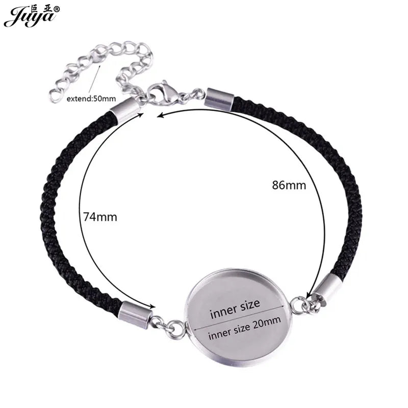 4Pcs/lot, Stainless Steel Cabochon Bracelet Base, 20mm Cameo Settings Bracelets, Bezel Blanks, DIY Jewelry Making Bracelet Findings