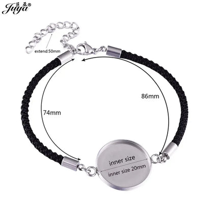 4Pcs/lot, Stainless Steel Cabochon Bracelet Base, 20mm Cameo Settings Bracelets, Bezel Blanks, DIY Jewelry Making Bracelet Findings
