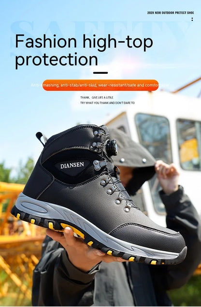 Rotating Button Safety Shoes, Men Work Sneakers, Indestructible Shoes, Puncture-Proof Protective Shoes, Work Boots, Tactical Boots