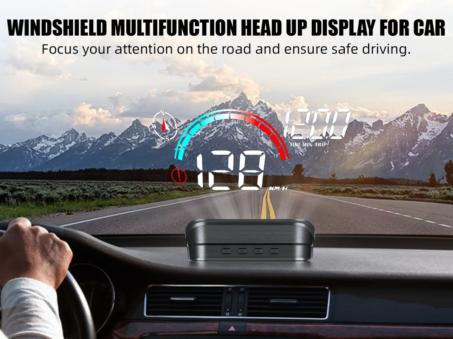 New M22 Car GPS Head-Up Display Speed, RPM (Revolutions Per Minute) in KMH (Kilometers Per Hour) or MPH (Miles Per Hour), HUD GPS Speedometer Projector Screen Dashboard with Odometer and Overspeed Alarm
