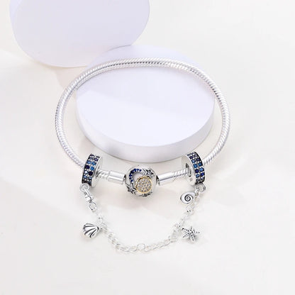 PAMELA 925 Sterling Silver Sea Turtle Starfish Blue Charm Dolphin Octopus Shell Bead For Original Charms Bracelets Ocean Jewelry