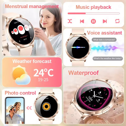 New Women Smart Watch 1.32"AMOLED Full Touch Screen Bluetooth Call Blood Pressure IP68 Waterproof NFC 7.3mm Ultra-thin bracelet