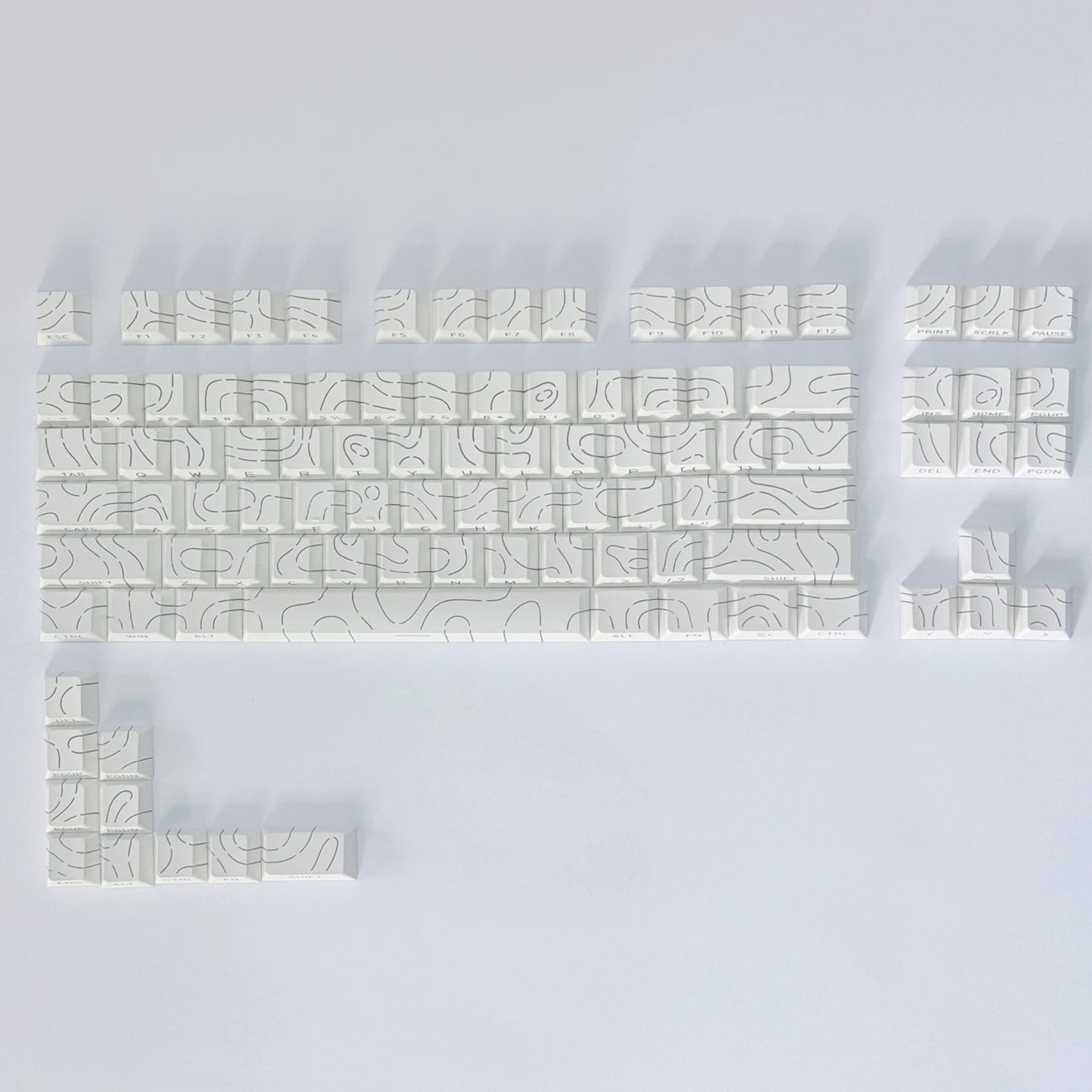 Contour Lines Translucent Keycaps Side Engraving Cherry Profile Black White Key Cap 60 70 80 90 100 Layout Mechanical Keyboard