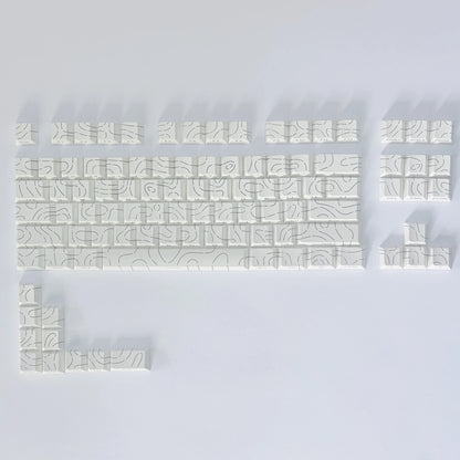 Contour Lines Translucent Keycaps Side Engraving Cherry Profile Black White Key Cap 60 70 80 90 100 Layout Mechanical Keyboard