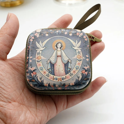 7x7cm, Virgin Mary Jesus Prayer Rosary Bag, Religious Jewelry Storage Box, Articulos Religiosos Catolico