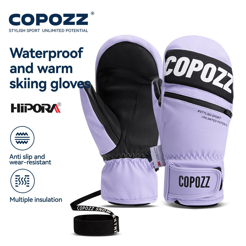 COPOZZ Upgrade Thicken Ski Gloves Winter Men Women 3M Thinsulate Thermal Snowboard Gloves Waterproof Warm Mittens Ski Gloves