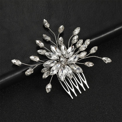 Crystal Pearl Hair Comb Clip Pin Alloy Leaf Hair Comb Handmade Headband Tiara For Women Bride Wedding Hair Accessories Jewelry