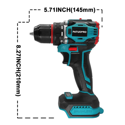10mm Cordless Brushless Electric Drill, 2-Speed Metal Chuck Screwdriver, Home DIY Tool For Makita 18V Battery (No Battery), PATUOPRO