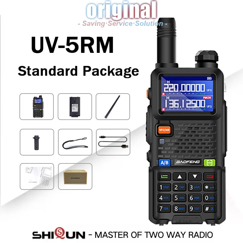UV-5RM Baofeng Walkie Talkie 3800mAh Battery USB-C Charger 14.5W UHF VHF Wireless Copy Frequency 999CH FM Ham Radio Update UV-5RH