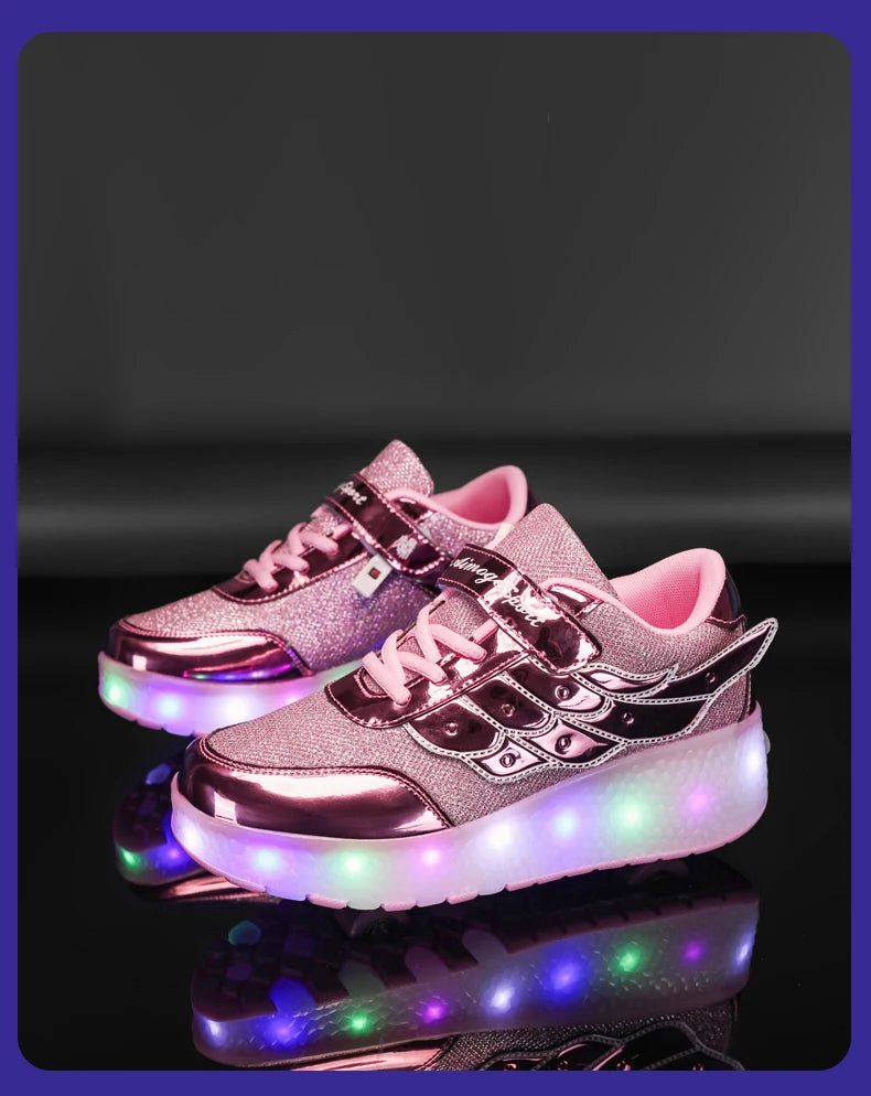 Sneakers Roller Shoes Outdoor Deformation Parkour Skates Dual-Use Children Girls Boys Adult Men Women Unisex Roller Skates