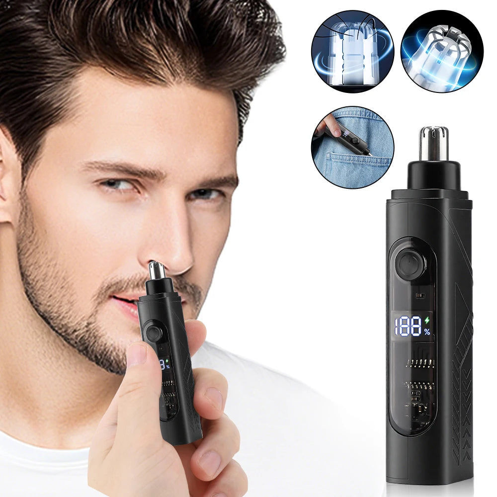 Electric Nose Hair Trimmer For Men Women, High Speed Motor Hair Remover, Lips Eyebrows Razor R Type Cutter Head Trimmer for Nose