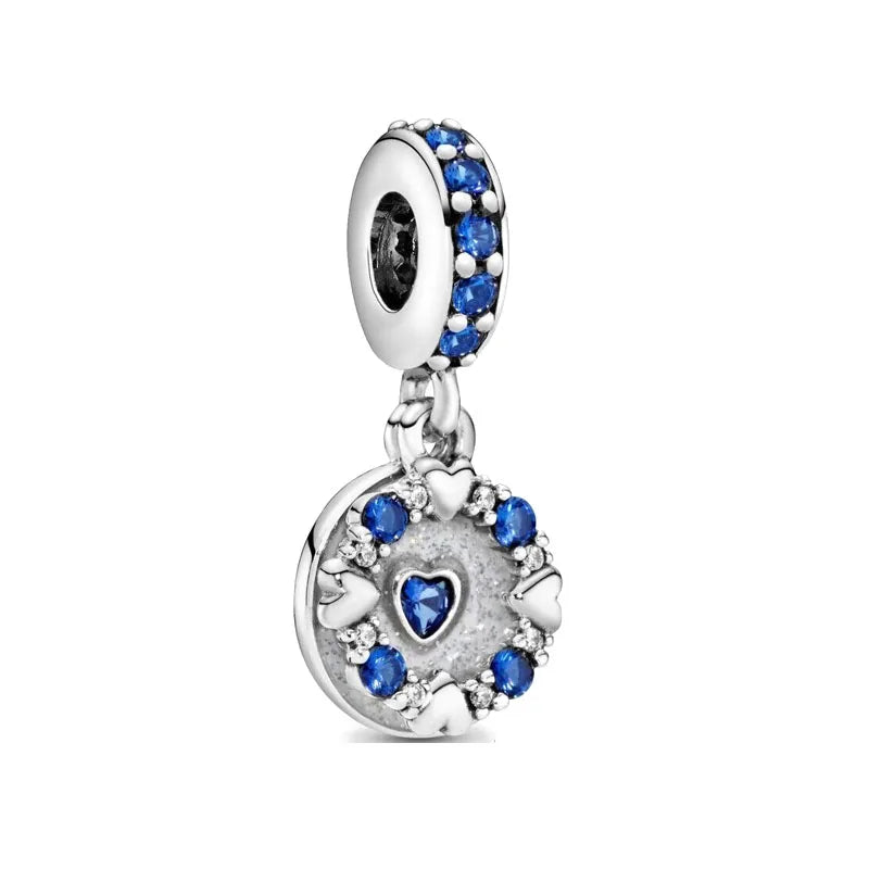 Nuevo colgante de plata 925 compatible con pulsera original, joyas para mujer, serie azul, colgante de pulpo, delfín, búho, camaleón