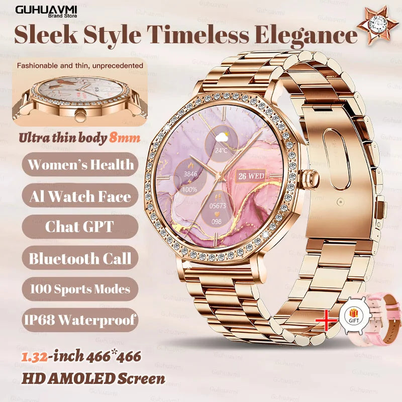 2026 Ultra Thin Women Smart Watch Screen Always Display Time Sports Bracelet Bluetooth Call Fashion Smartwatch Ladies Best Gift
