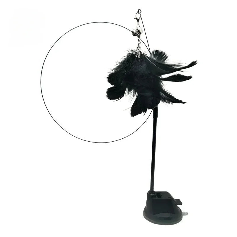 Interactive Cat Toy Hands-Free Cat Stick Playing Kitten Playing Teaser Wand Toy Suction Cup Bird/Feather Cat Wand Pet Supplies