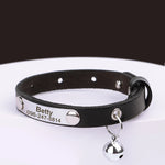 Personalized Cat Collar Leather Kitten Cats Collars Adjustable Pet Necklace With Bell Anti-lost for Cats Free Engraving Custom