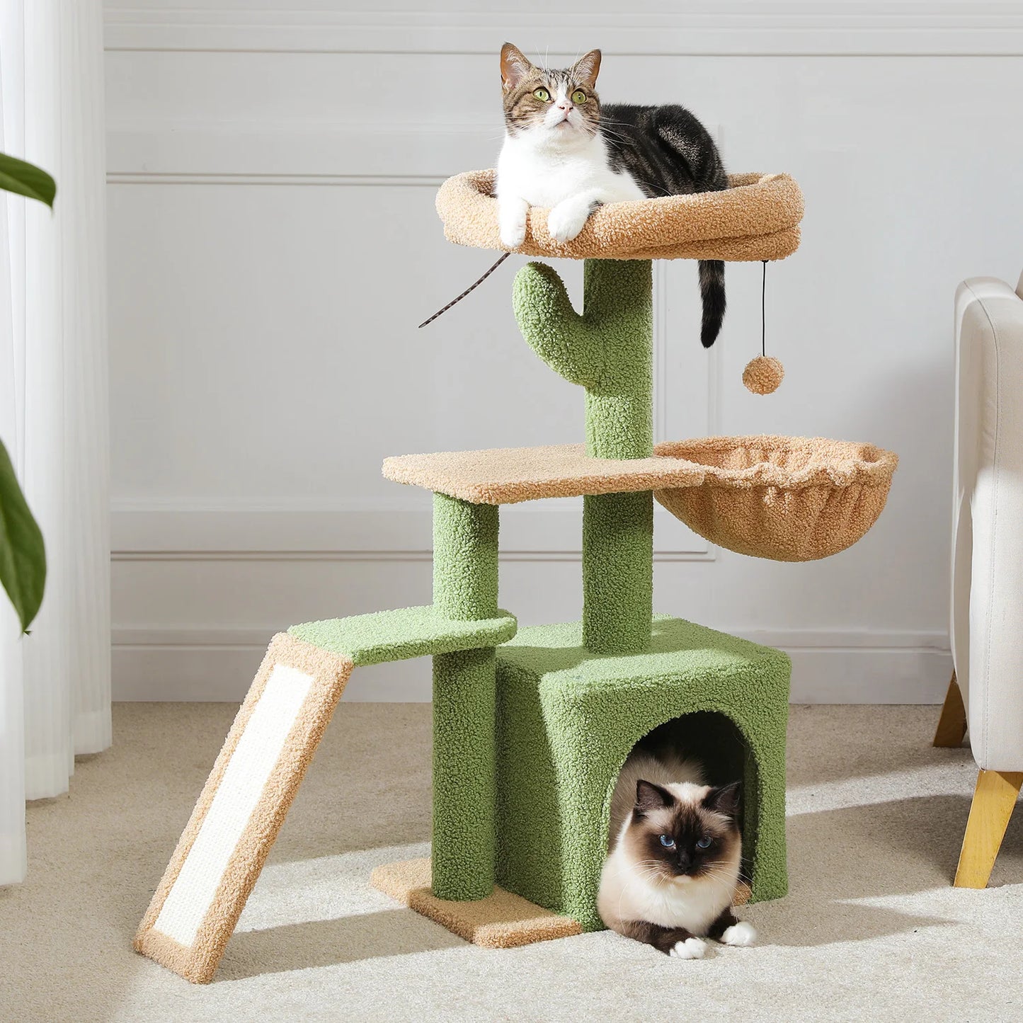 Cat tree, Cat Tower for Indoor Cats, 2 Styles Cat Activity Tree with Cat Scratching Posts, Big Hammock and Removable Top Perch Grey