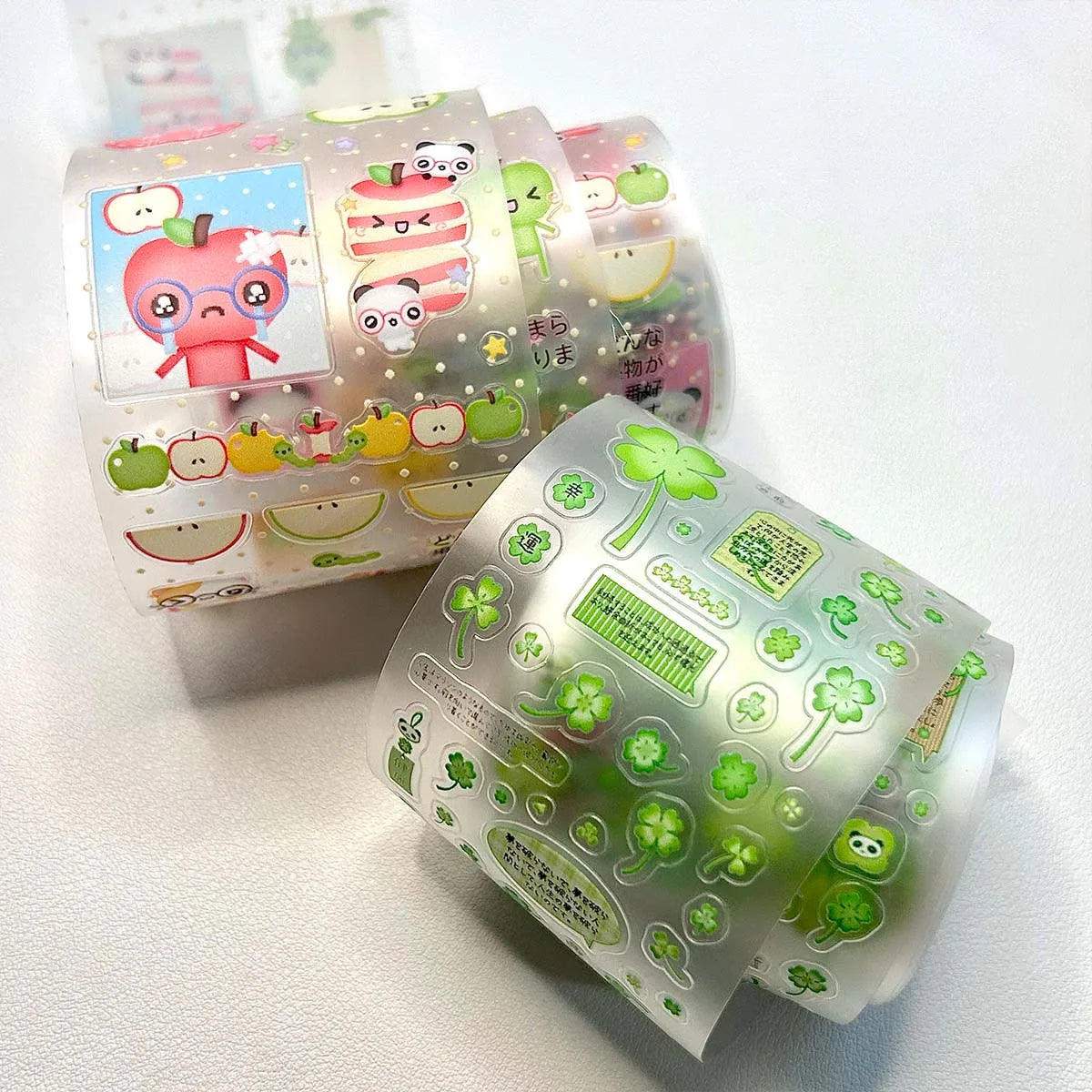 Vintage PET Sticker Tapes, Four-leaf Clover Deco Stickers for Scrapbooking, Cute Washi Tape for Diy Arts Crafts Album